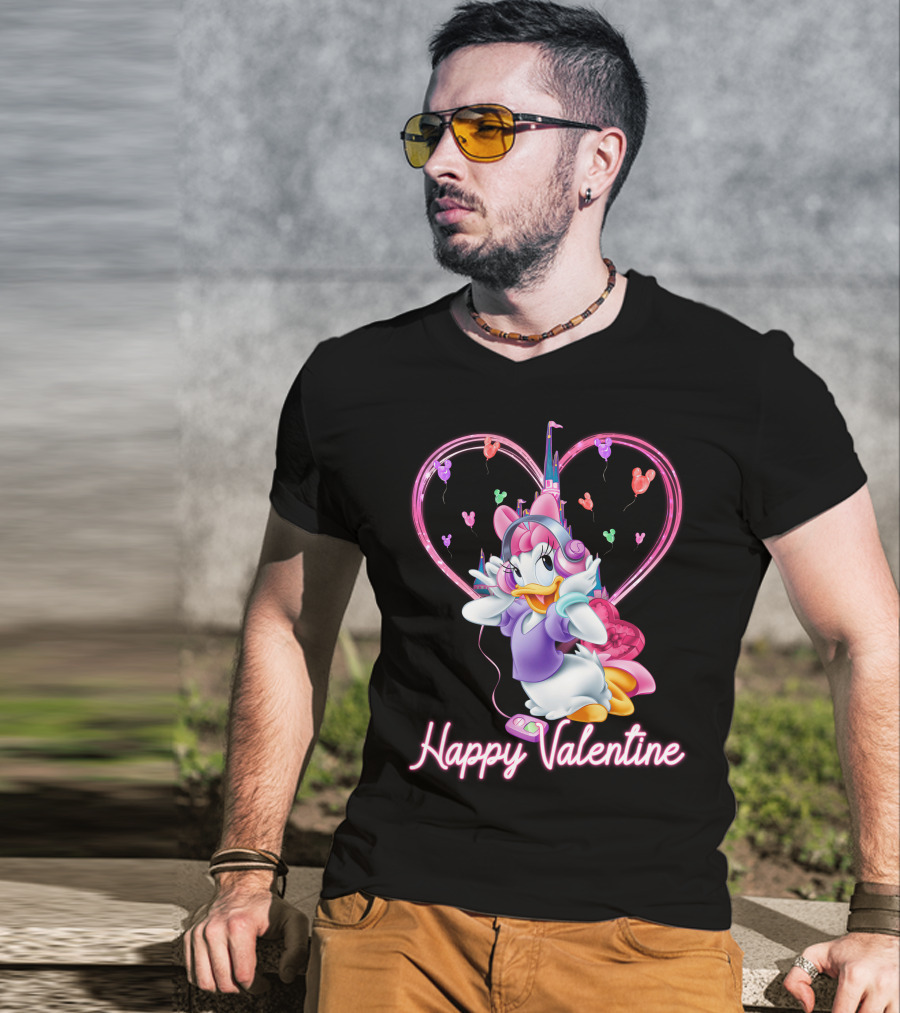 Daisy Duck Happy Valentine Balloons Castle Headphones T-Shirt