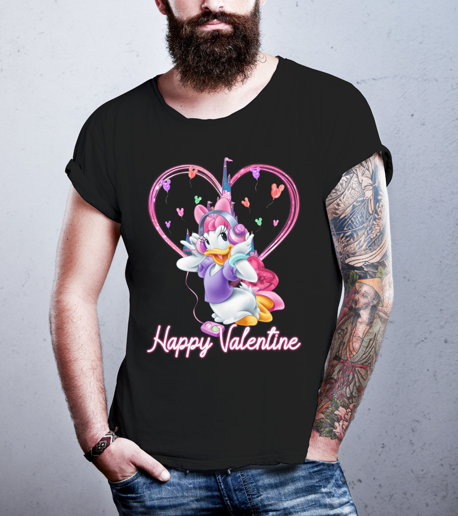 Daisy Duck Happy Valentine Balloons Castle Headphones T-Shirt