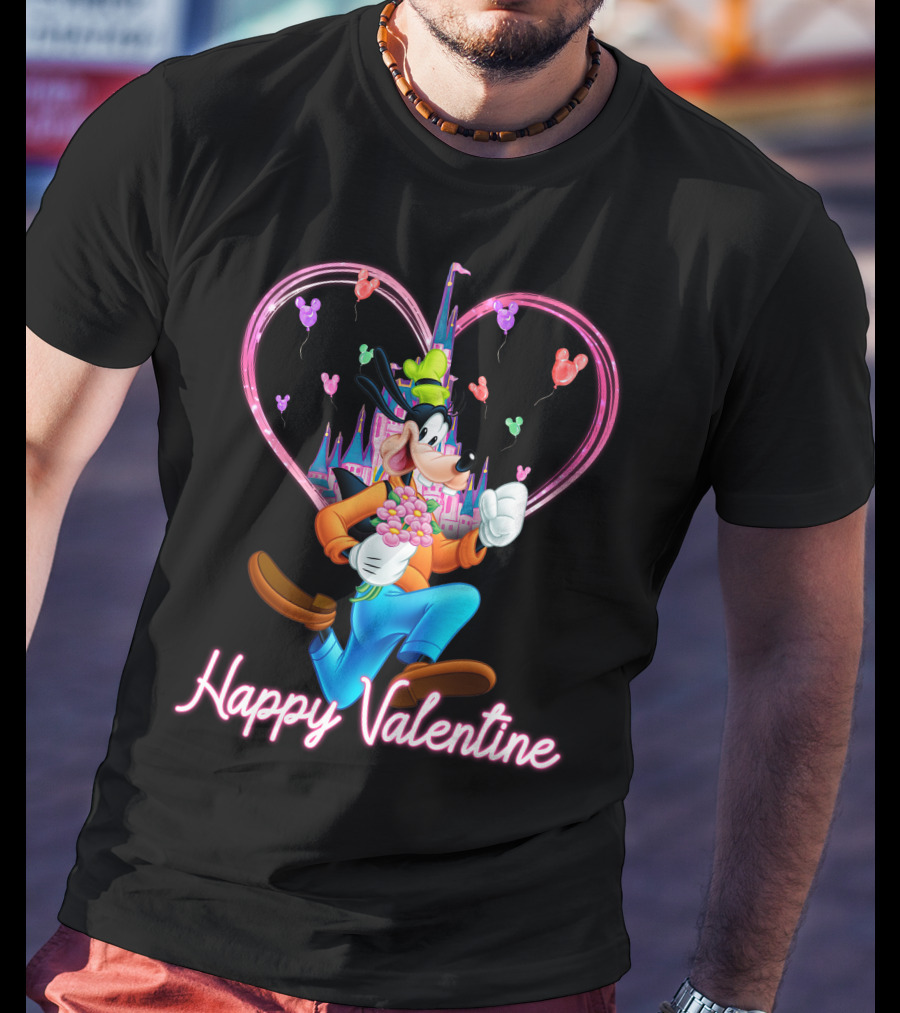 Goofy Happy Valentine Castle Balloons Bouquet T-Shirt