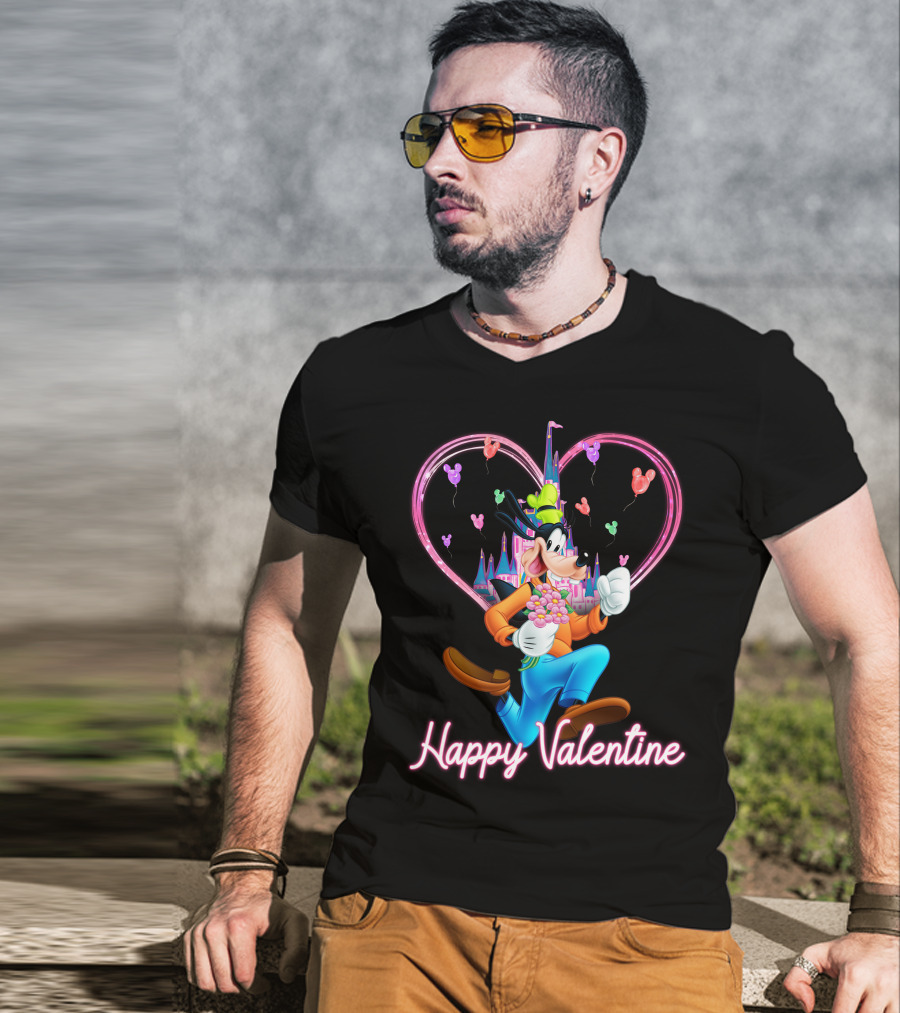 Goofy Happy Valentine Castle Balloons Bouquet T-Shirt