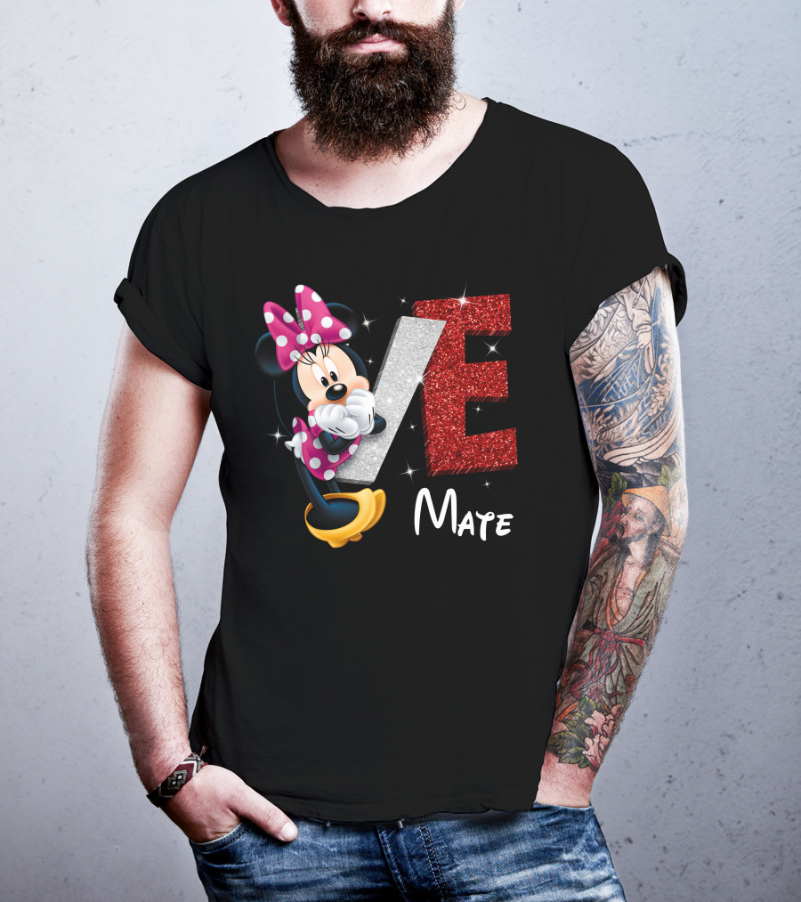 Minnie Mate Love Sparkle Bow And E Glitter T-Shirt
