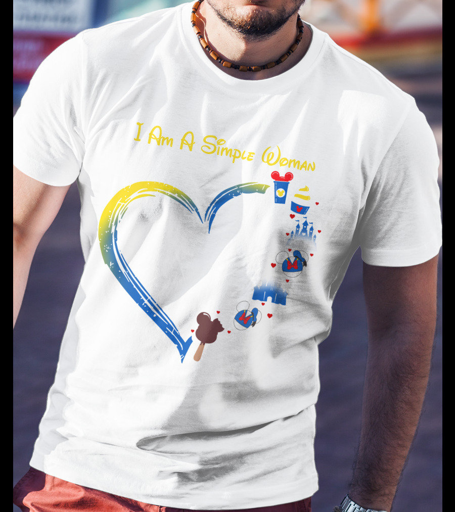 I Am A Simple Woman Disney Theme With Castle Mickey Mouse Ears Heart Highlight T-Shirt