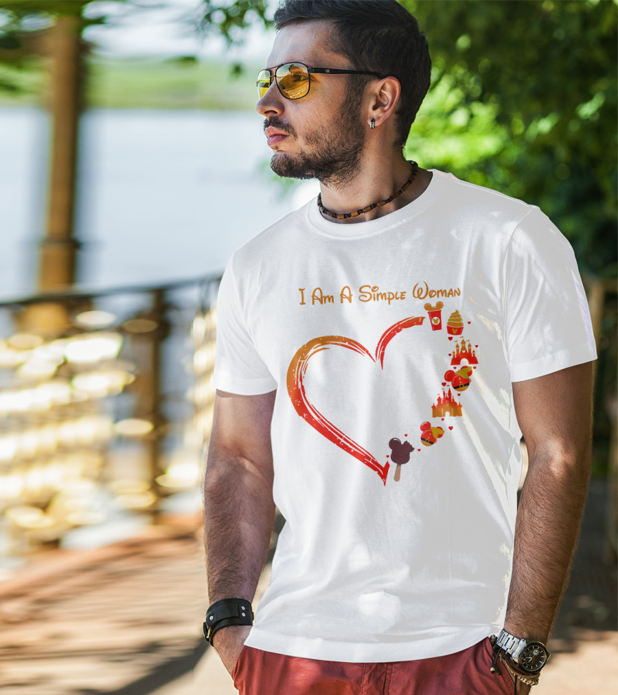 I Am A Simple Woman Heart Castle Ice Cream Disney Icons T-Shirt