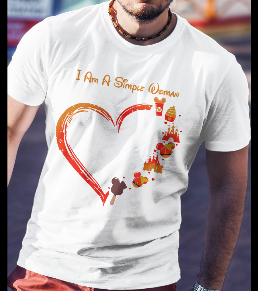 I Am A Simple Woman Heart Castle Ice Cream Disney Icons T-Shirt