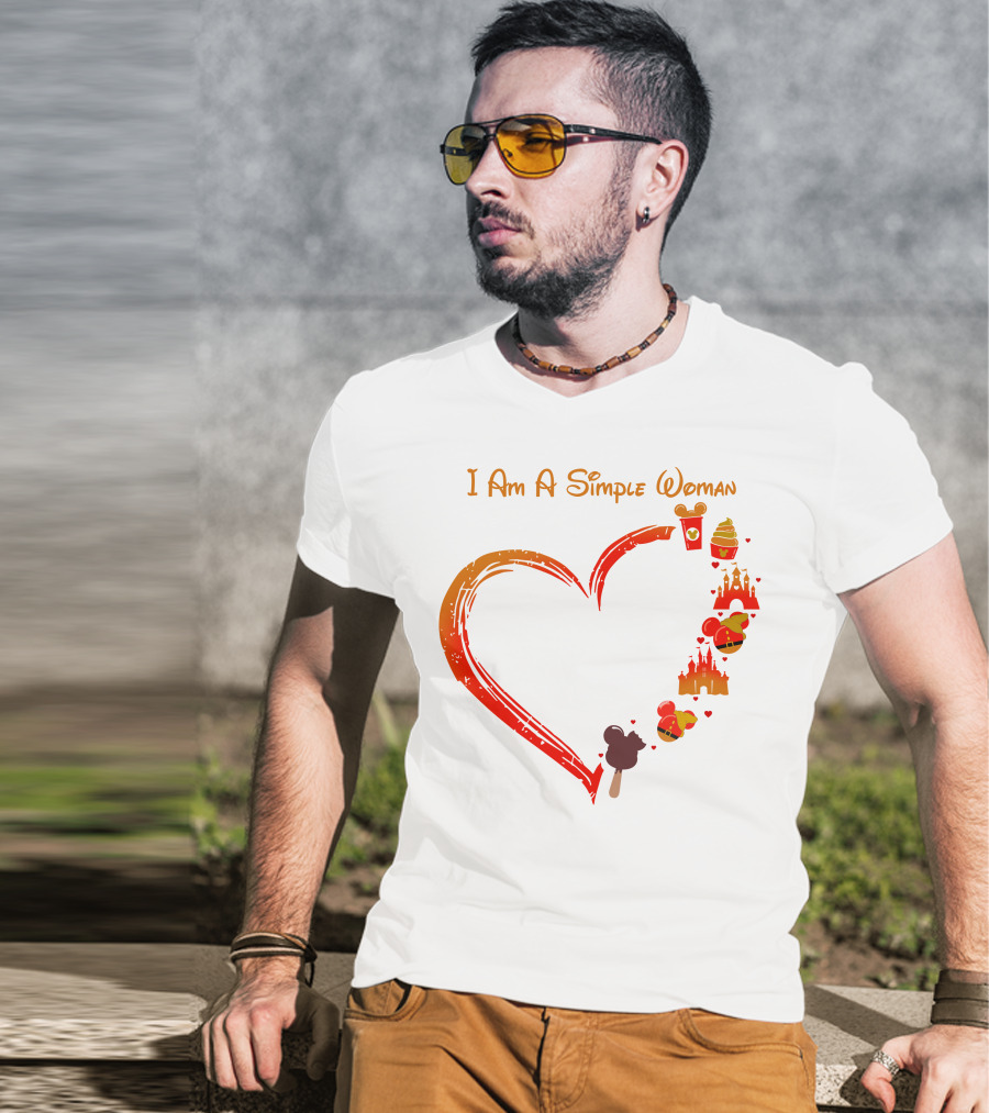 I Am A Simple Woman Heart Castle Ice Cream Disney Icons T-Shirt