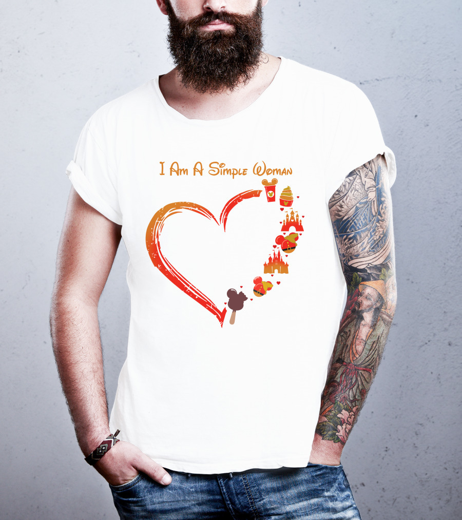 I Am A Simple Woman Heart Castle Ice Cream Disney Icons T-Shirt