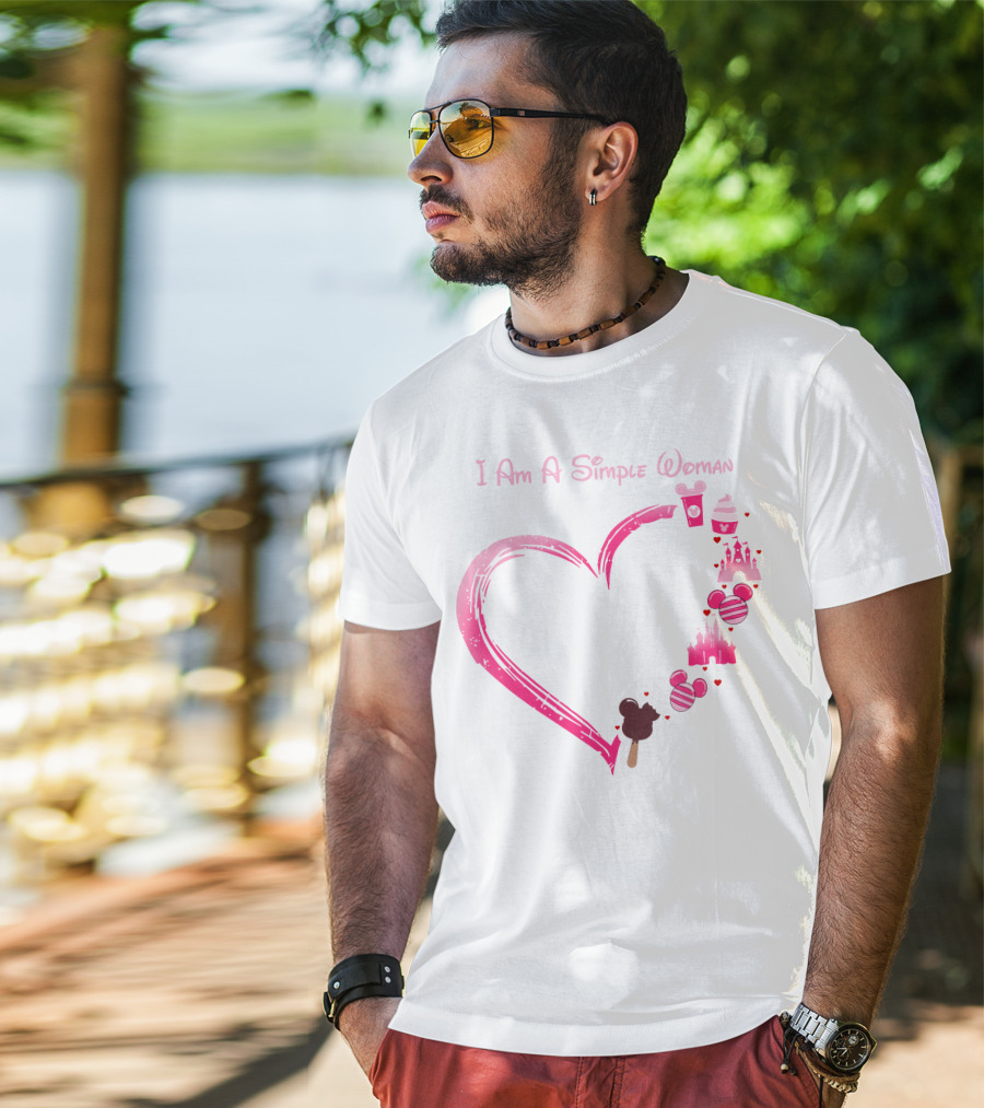 I Am A Simple Woman Heart With Ice Cream And Castle T-Shirt