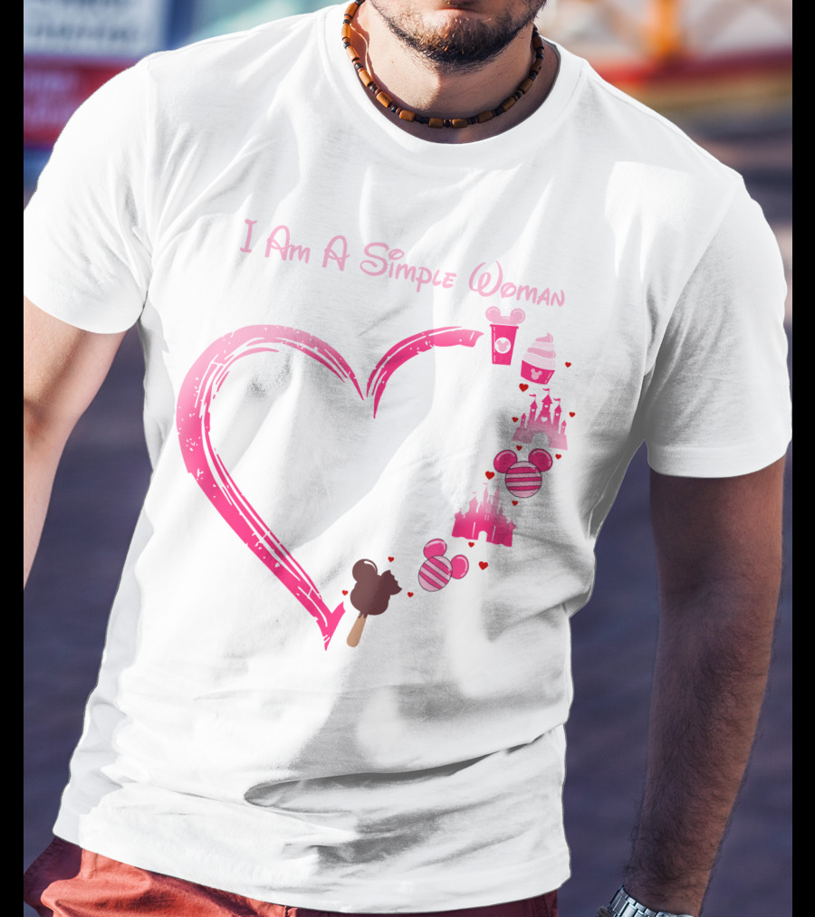 I Am A Simple Woman Heart With Ice Cream And Castle T-Shirt