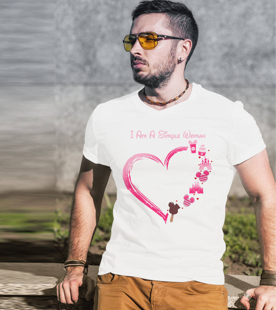 I Am A Simple Woman Heart With Ice Cream And Castle T-Shirt