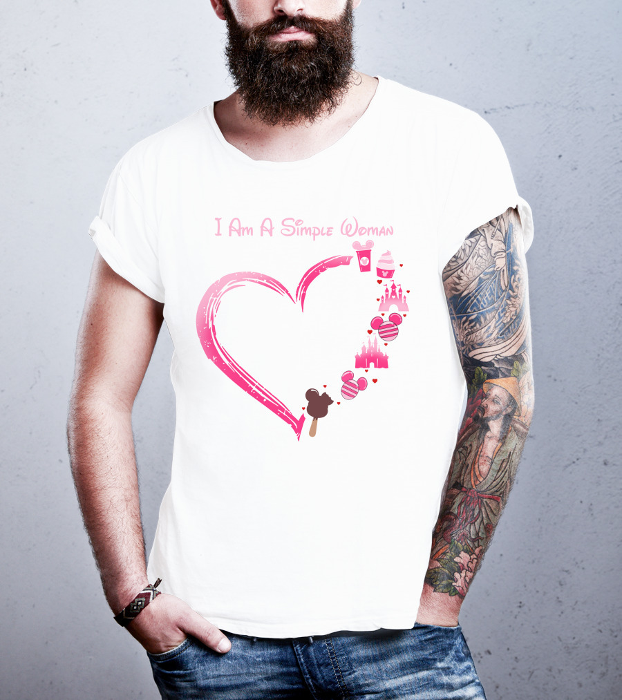 I Am A Simple Woman Heart With Ice Cream And Castle T-Shirt