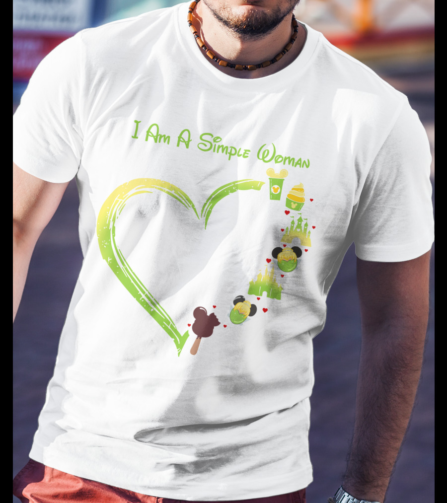 I Am A Simple Woman Tinkerbell Mickey Ears Castle Icons T-Shirt