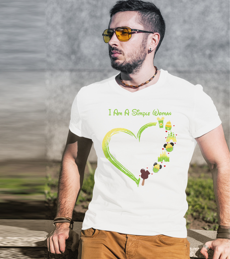 I Am A Simple Woman Tinkerbell Mickey Ears Castle Icons T-Shirt
