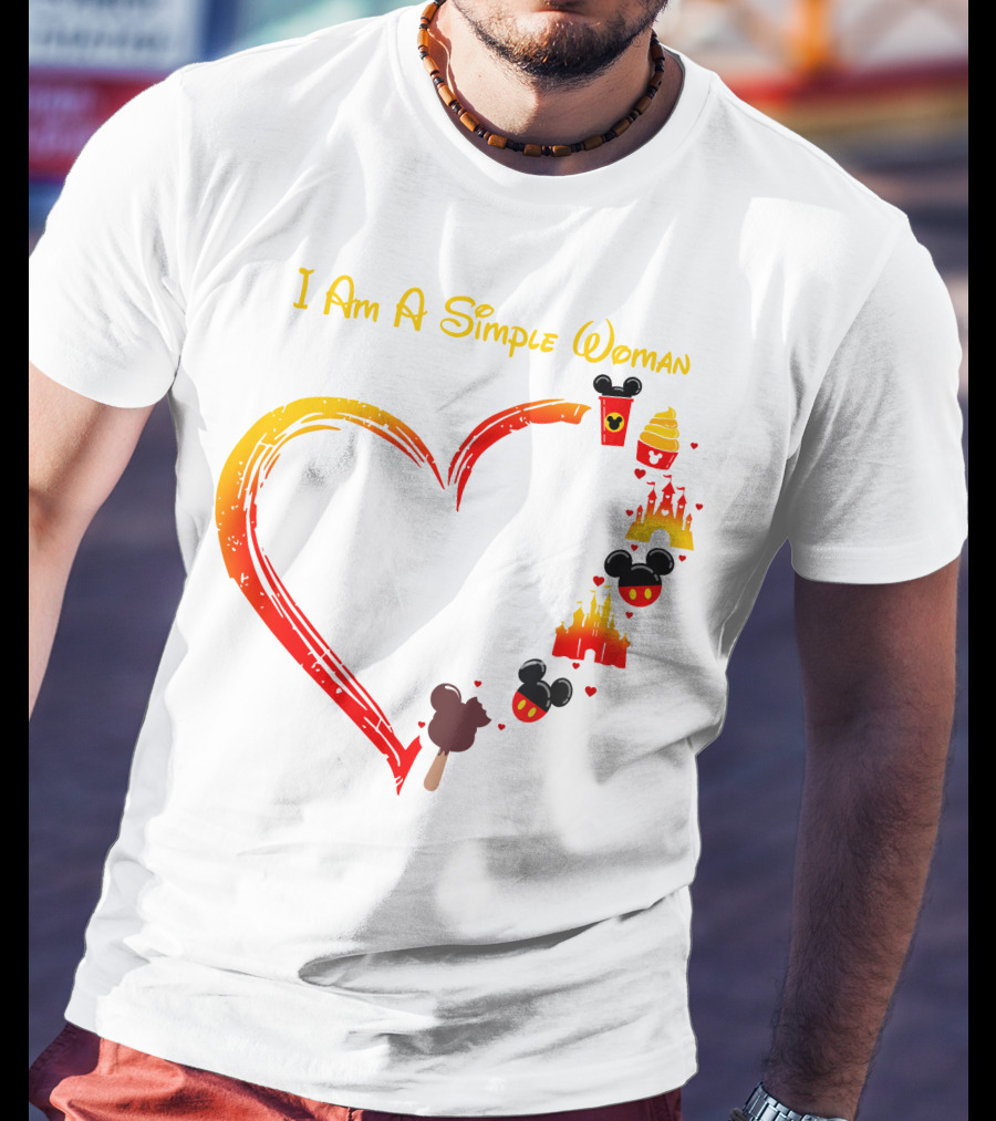 I Am A Simple Woman Heart Mickey Mouse Ice Cream Castle Icons T-Shirt