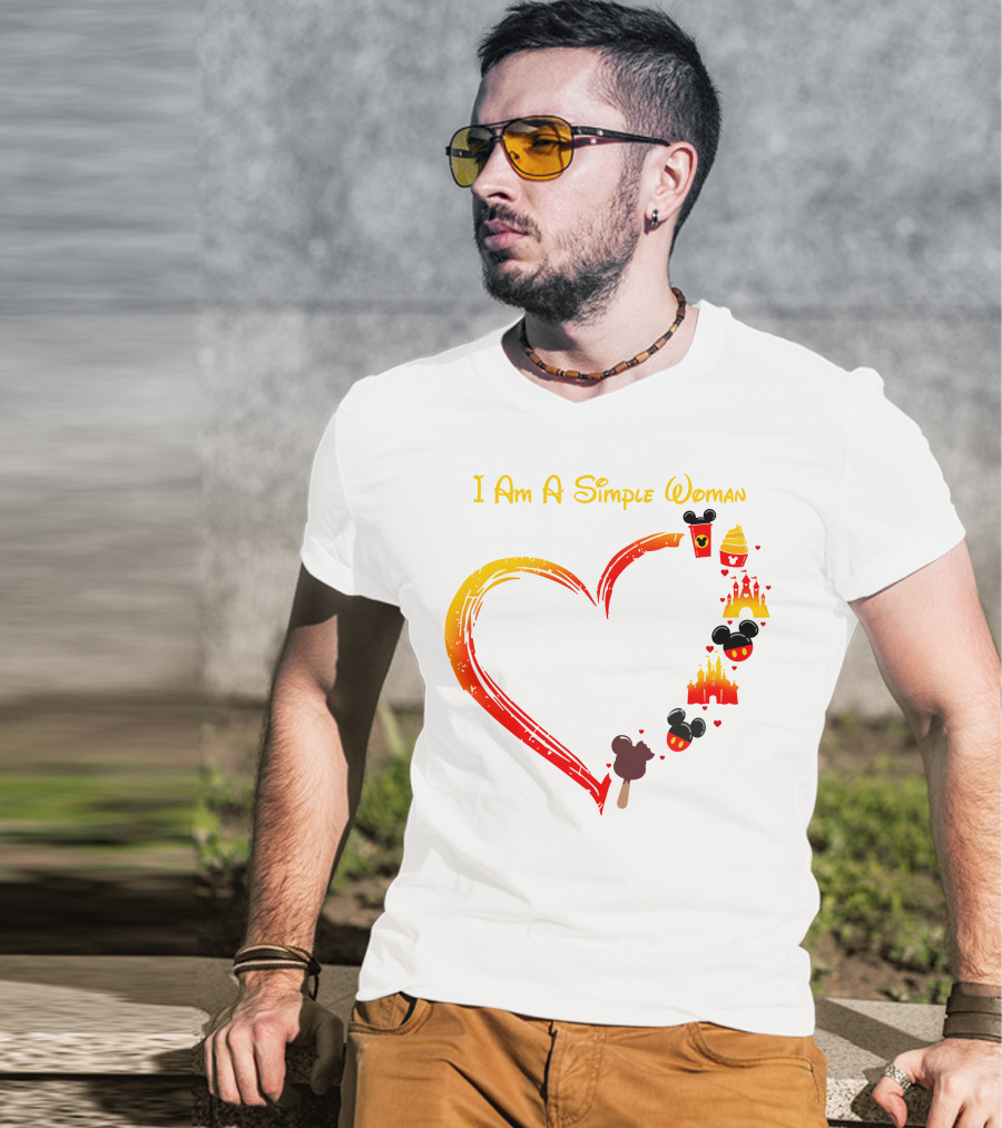 I Am A Simple Woman Heart Mickey Mouse Ice Cream Castle Icons T-Shirt