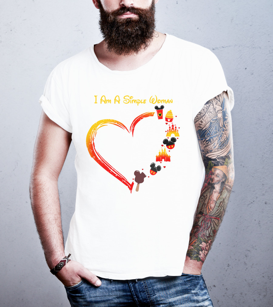 I Am A Simple Woman Heart Mickey Mouse Ice Cream Castle Icons T-Shirt
