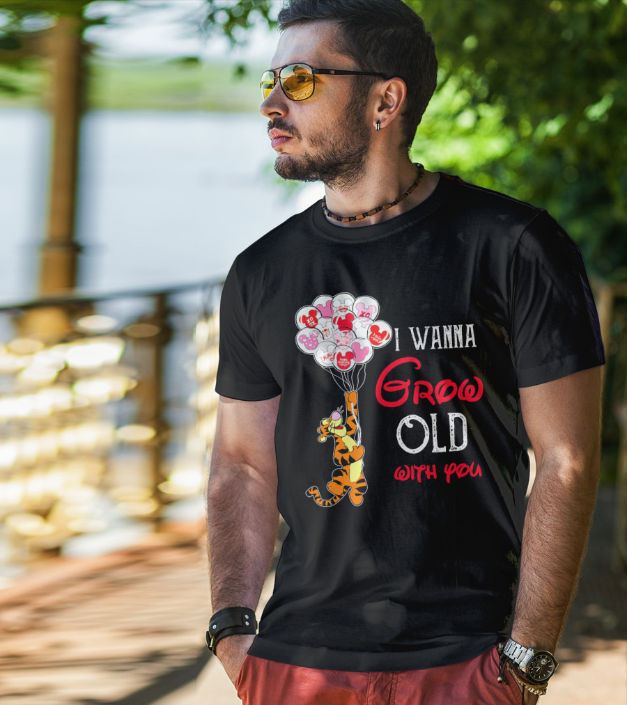 I Wanna Grow Old With You Tigger Balloons Hearts Xo T-Shirt