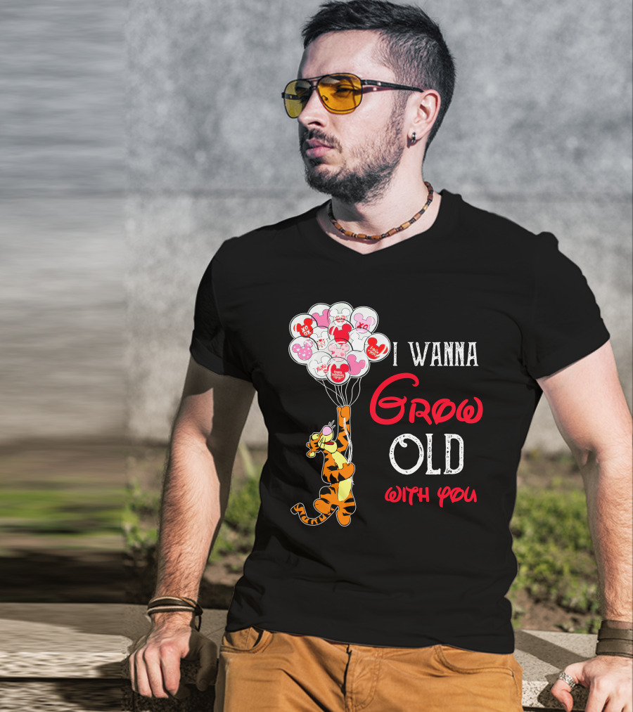I Wanna Grow Old With You Tigger Balloons Hearts Xo T-Shirt