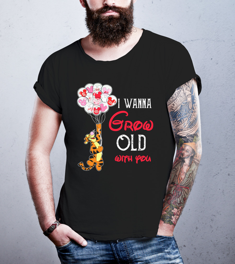 I Wanna Grow Old With You Tigger Balloons Hearts Xo T-Shirt