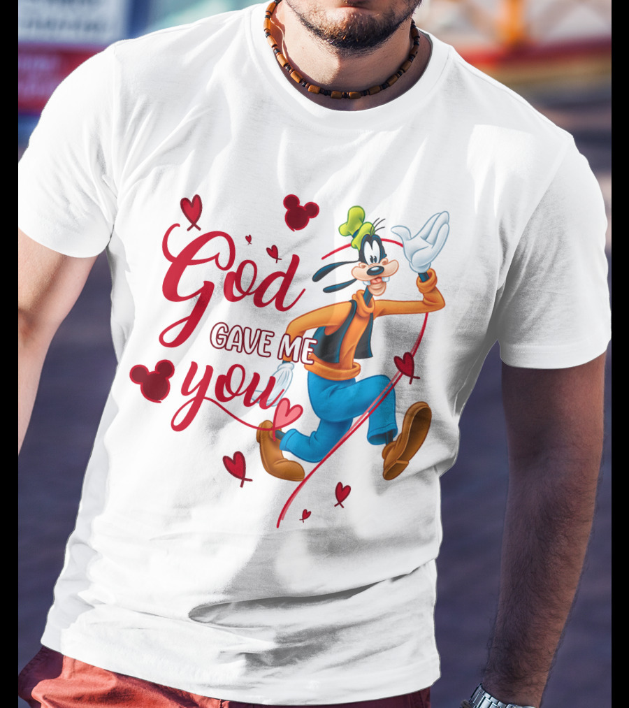 God Gave Me You Goofy Character Hearts Icons T-Shirt