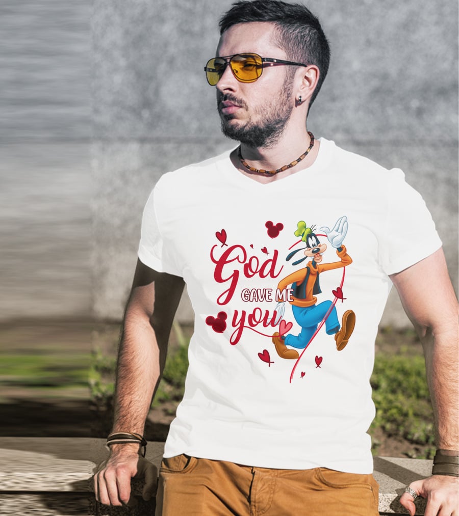 God Gave Me You Goofy Character Hearts Icons T-Shirt