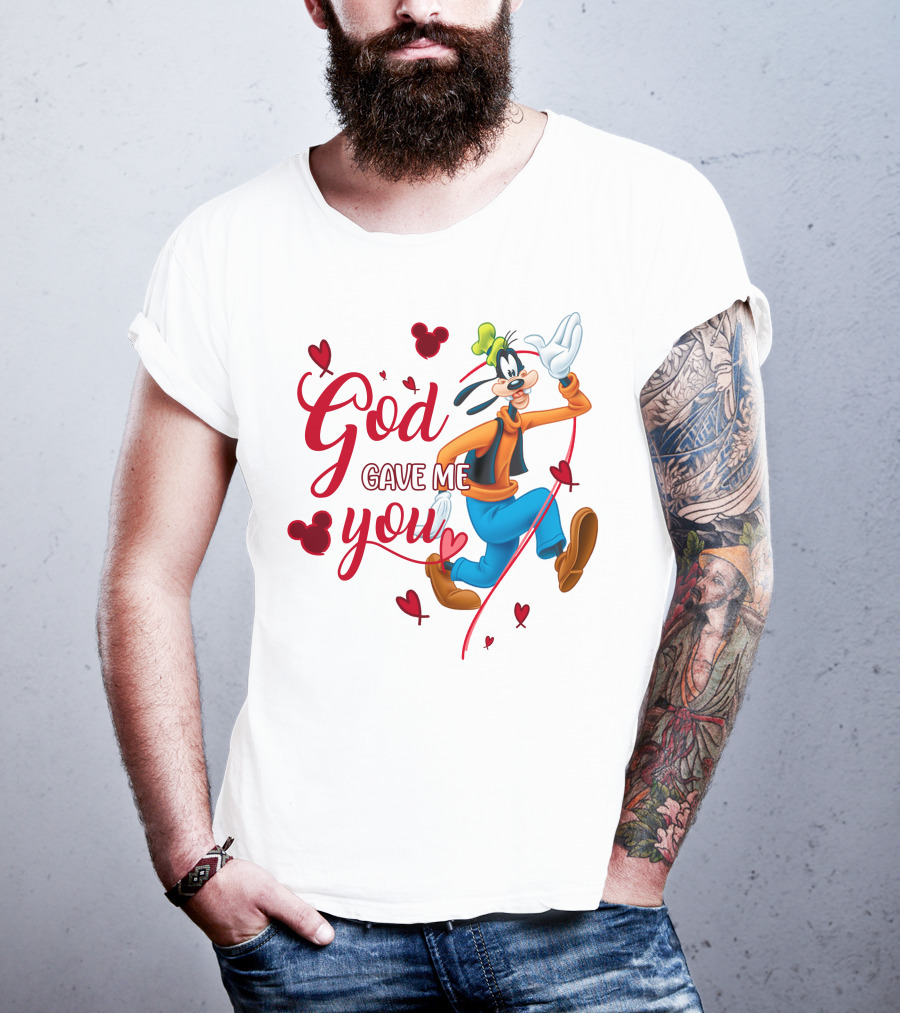 God Gave Me You Goofy Character Hearts Icons T-Shirt