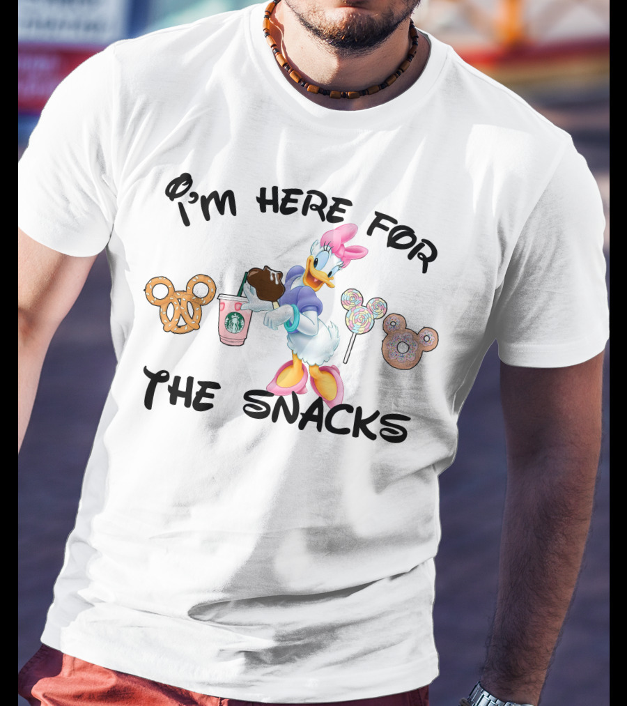 I'm Here For The Snacks Daisy Starbucks Pretzel Lollipops Donut T-Shirt