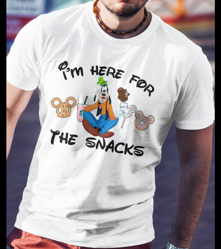 I'm Here For The Snacks Goofy Pretzel Donut Mickey Ears Lollipop T-Shirt