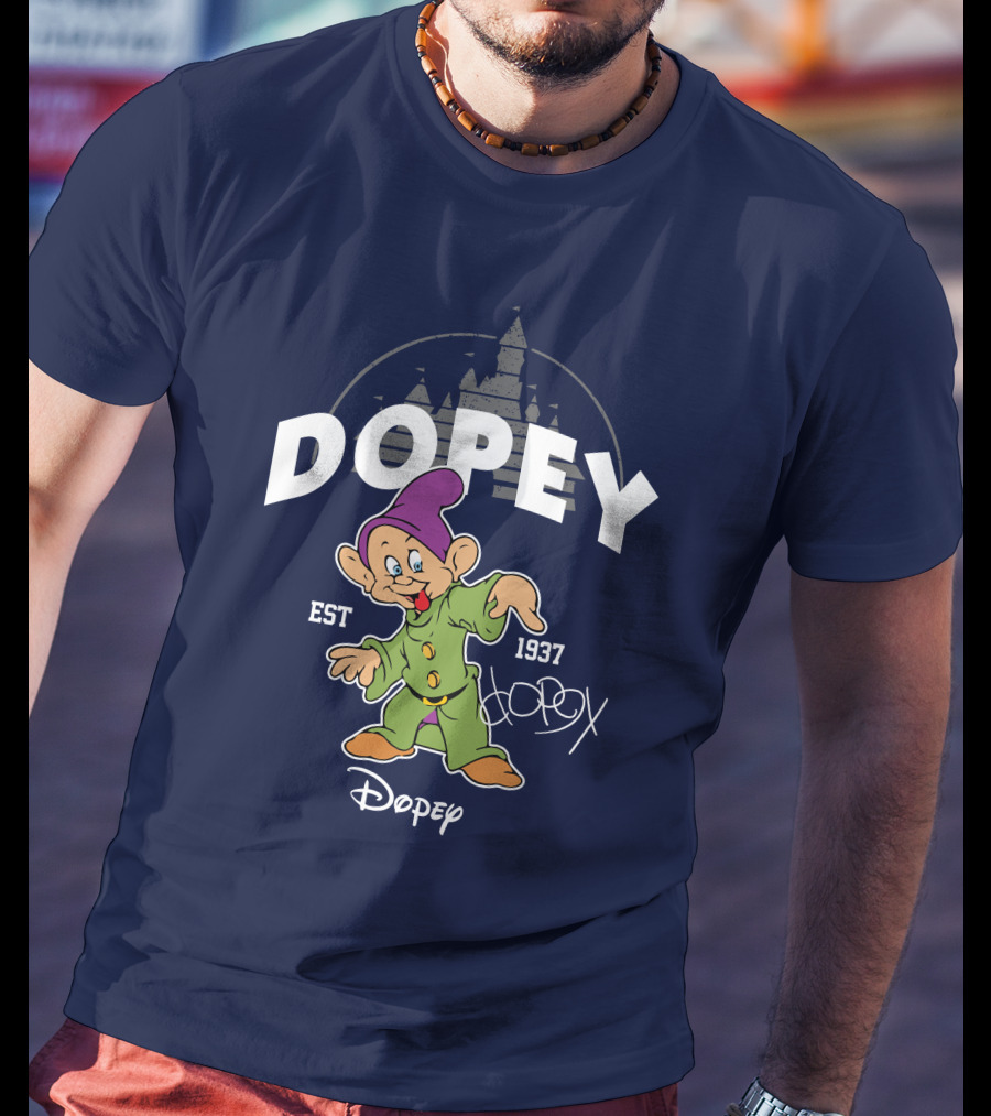 Dopey Est 1937 Castle Background Disney Character T-Shirt