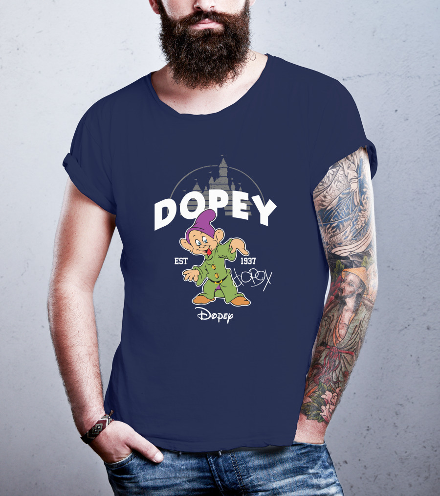 Dopey Est 1937 Castle Background Disney Character T-Shirt