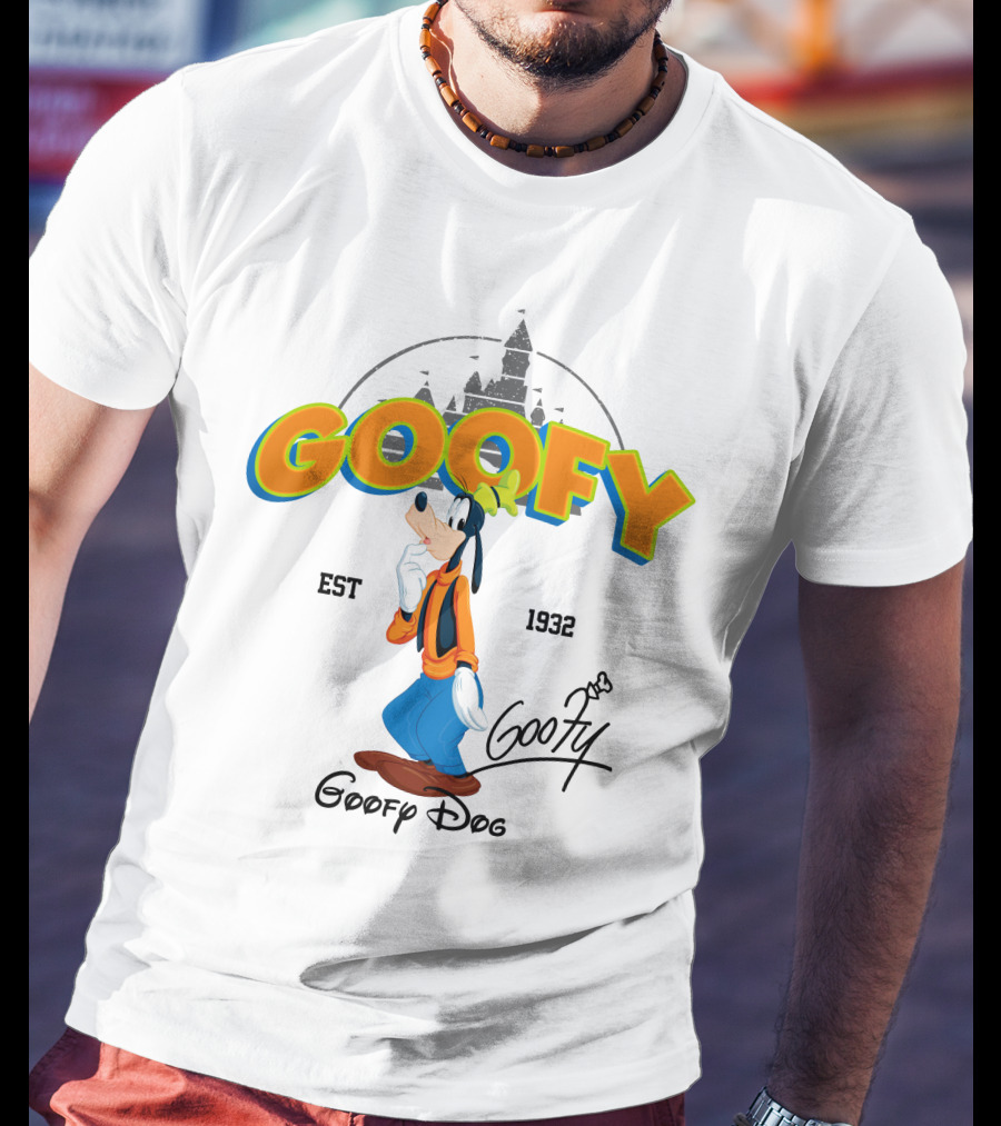 Goofy Est 1932 Disney Goofy Dog Castle Backdrop T-Shirt