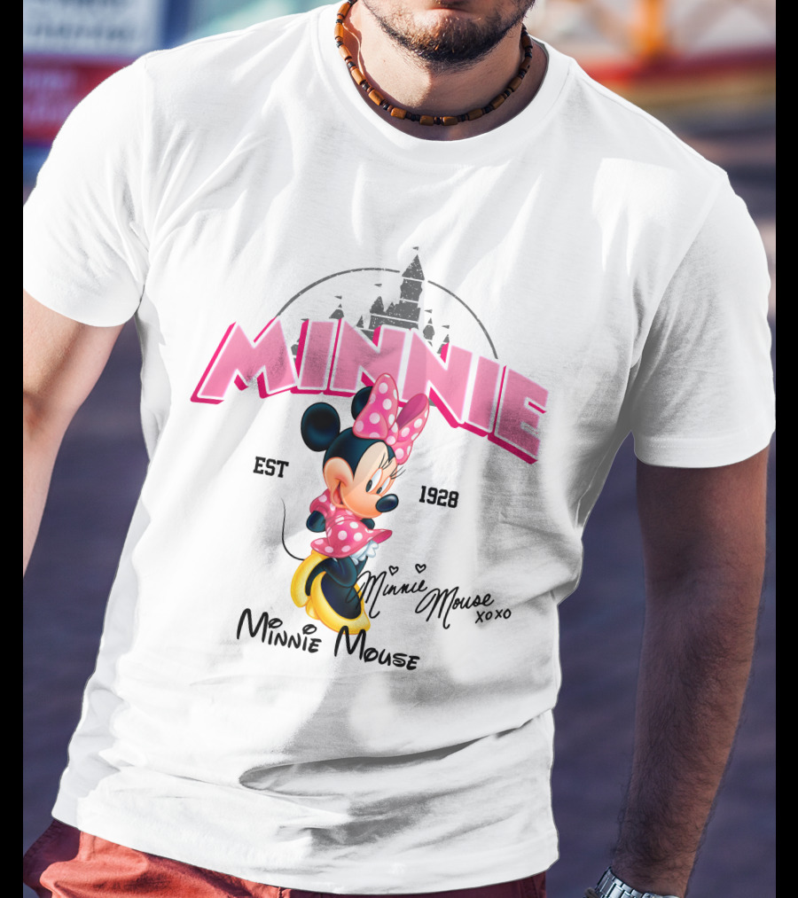 Minnie Mouse Est 1928 Disney Castle Background Xoxo T-Shirt