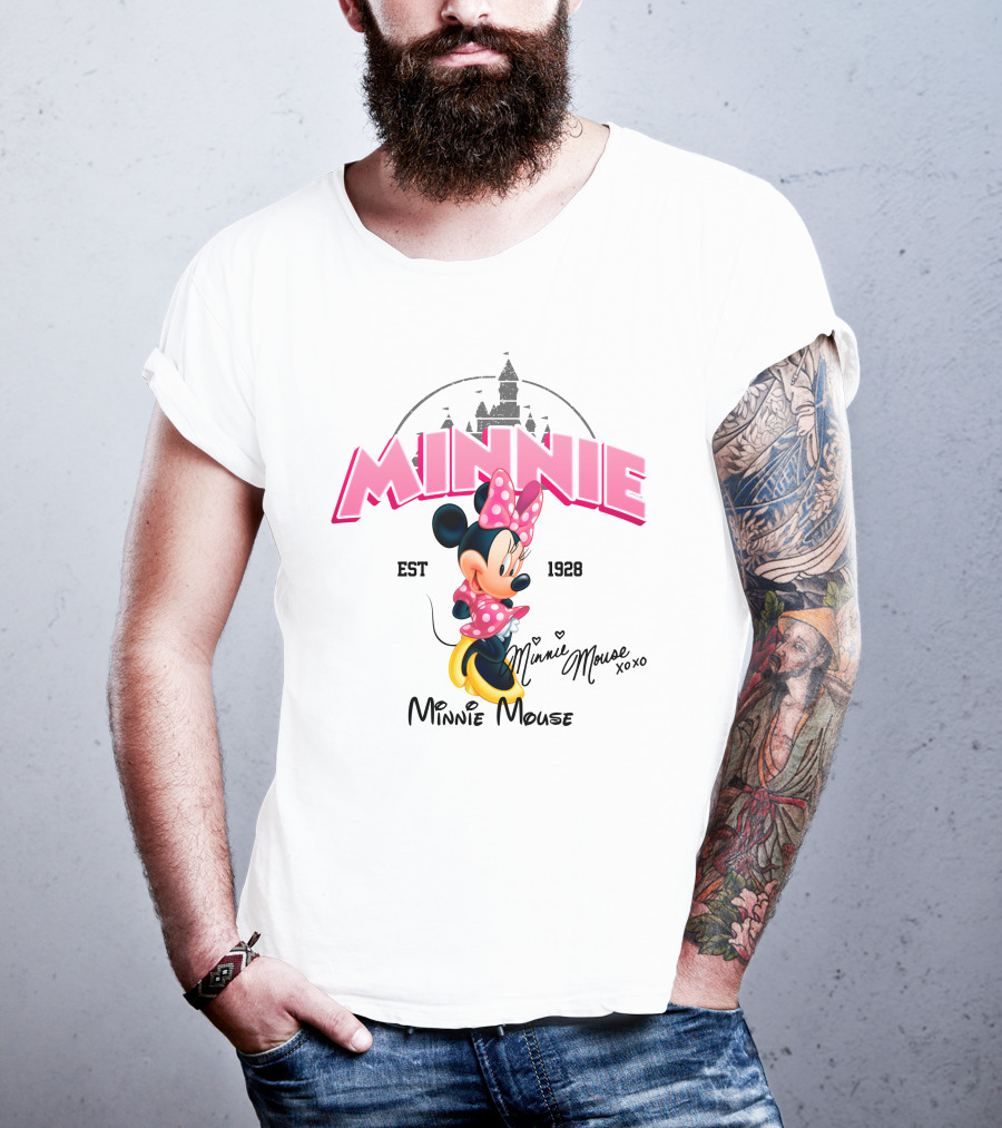 Minnie Mouse Est 1928 Disney Castle Background Xoxo T-Shirt