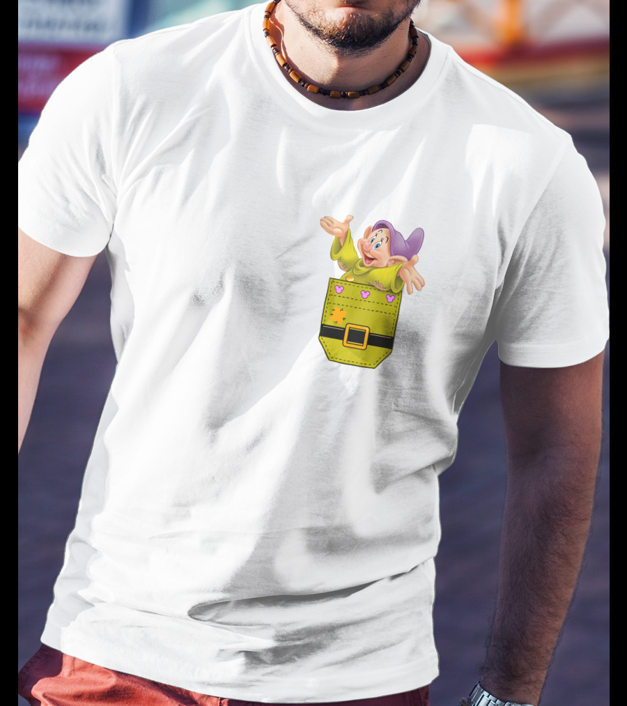 Dopey Seven Dwarfs Pocket Cartoon Character Disney T-Shirt