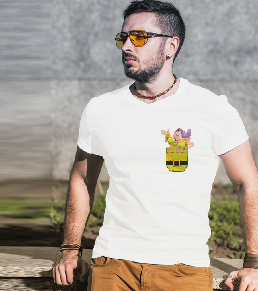 Dopey Seven Dwarfs Pocket Cartoon Character Disney T-Shirt