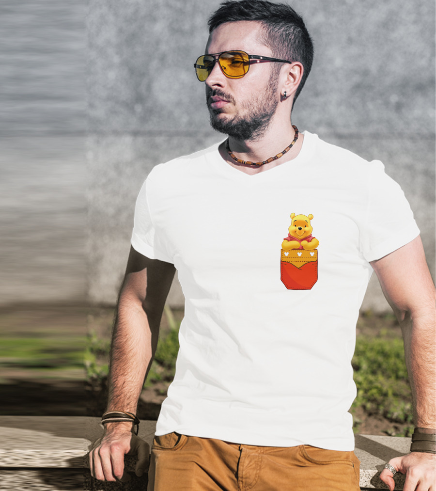 Winnie The Pooh In Red Pocket T-Shirt