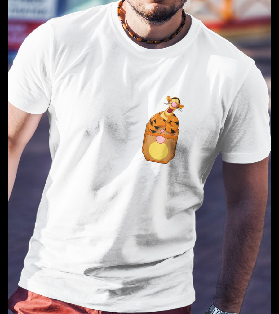 Tigger In Pocket Disney Winnie The Pooh Character T-Shirt