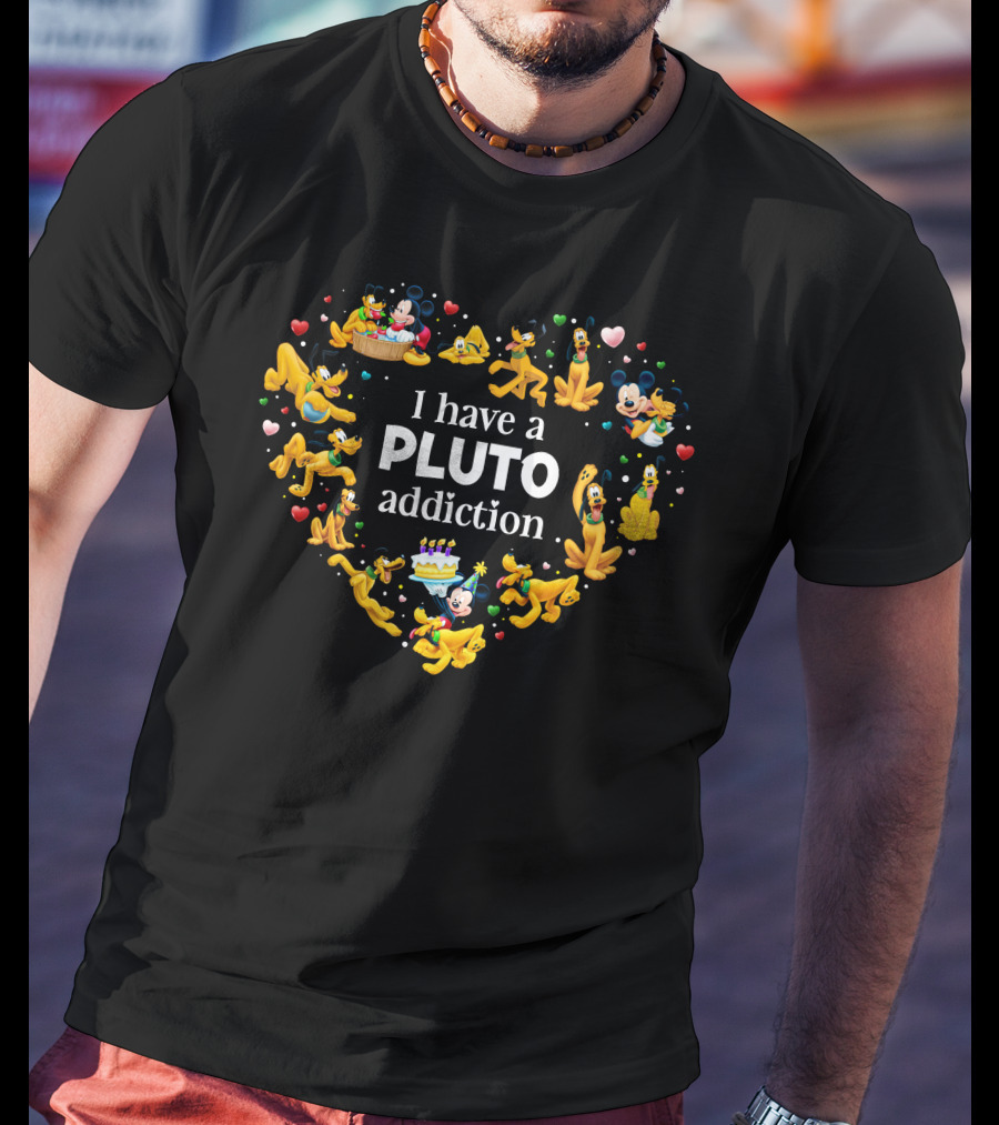 I Have A Pluto Addiction Heart With Mickey And Cake T-Shirt