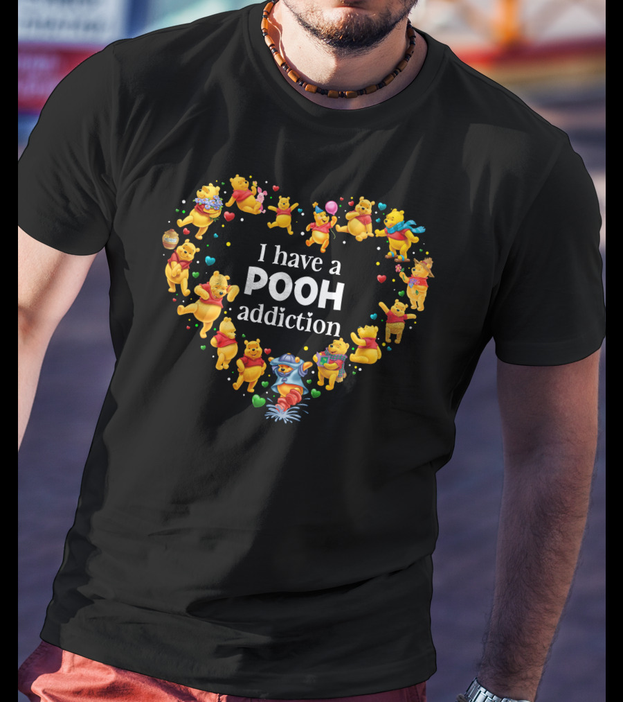 I Have A Pooh Addiction Heart-Shaped Iconic Characters Collection T-Shirt
