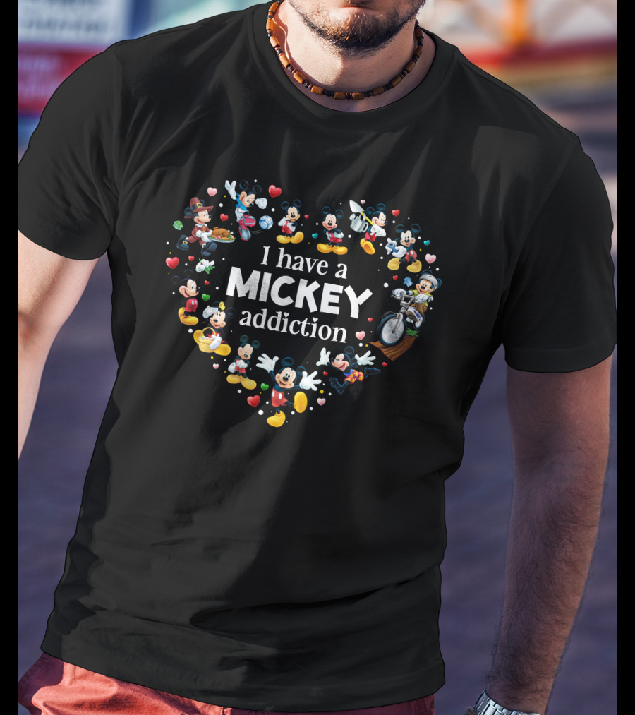 I Have A Mickey Addiction - Heart-Shaped Mickey Characters Collection T-Shirt