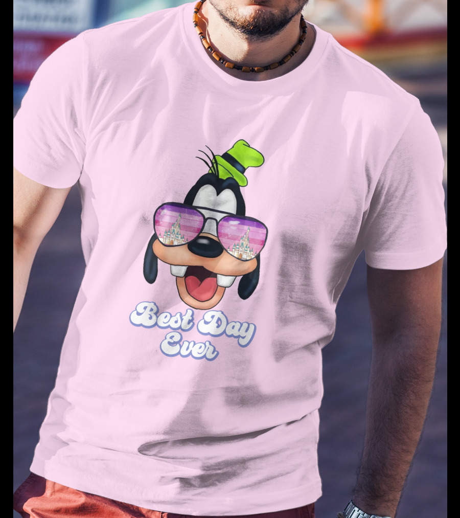 Goofy Best Day Ever Sunglasses Castle Reflection T-Shirt