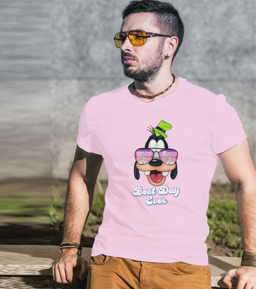 Goofy Best Day Ever Sunglasses Castle Reflection T-Shirt