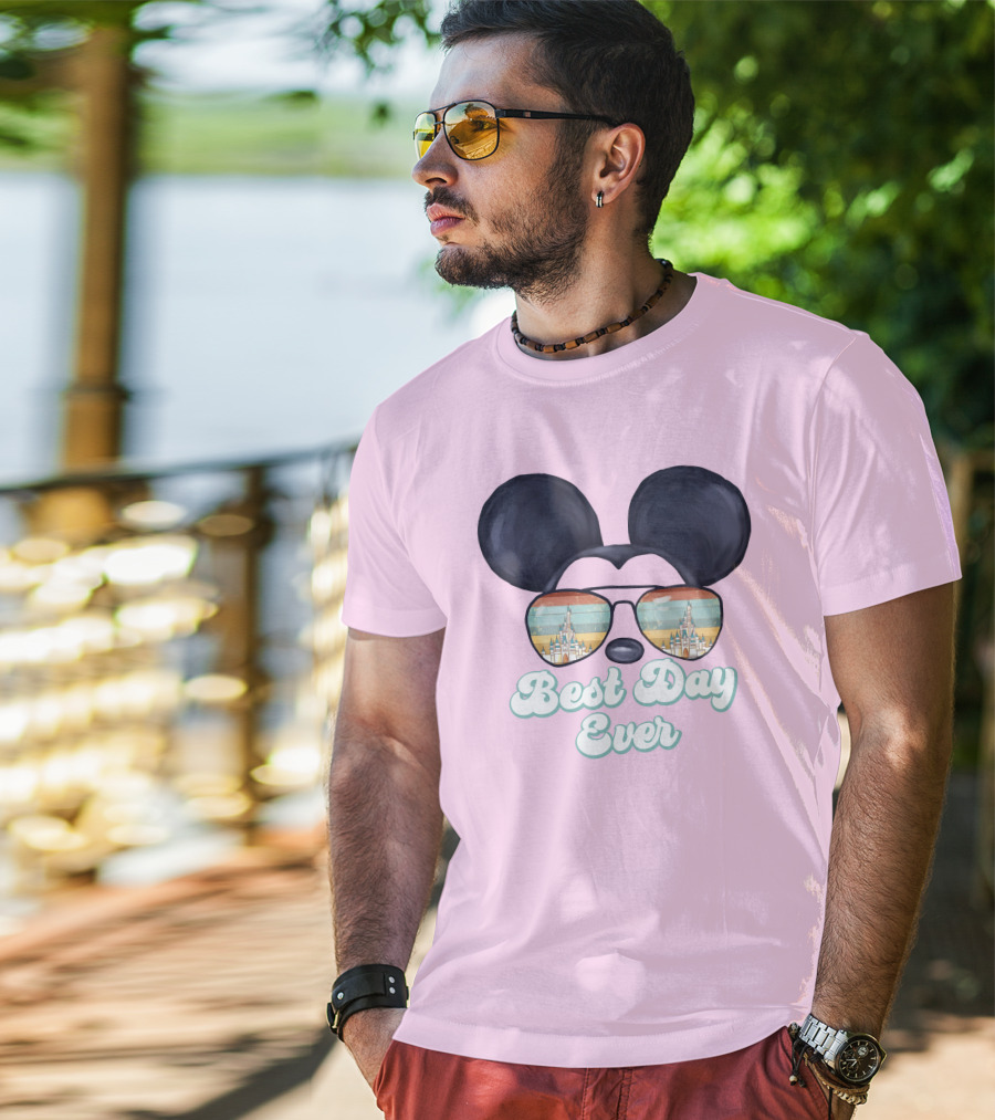 Mickey Best Day Ever Glasses Castle Retro T-Shirt