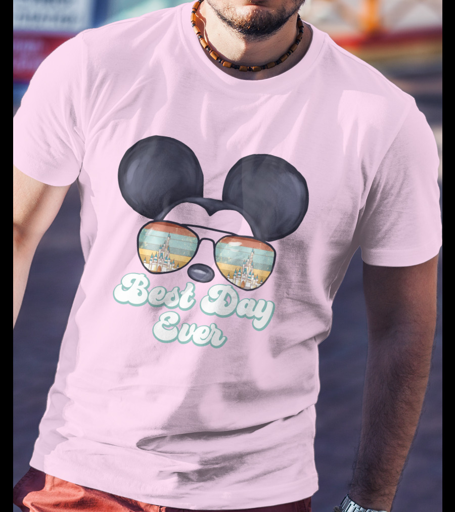 Mickey Best Day Ever Glasses Castle Retro T-Shirt