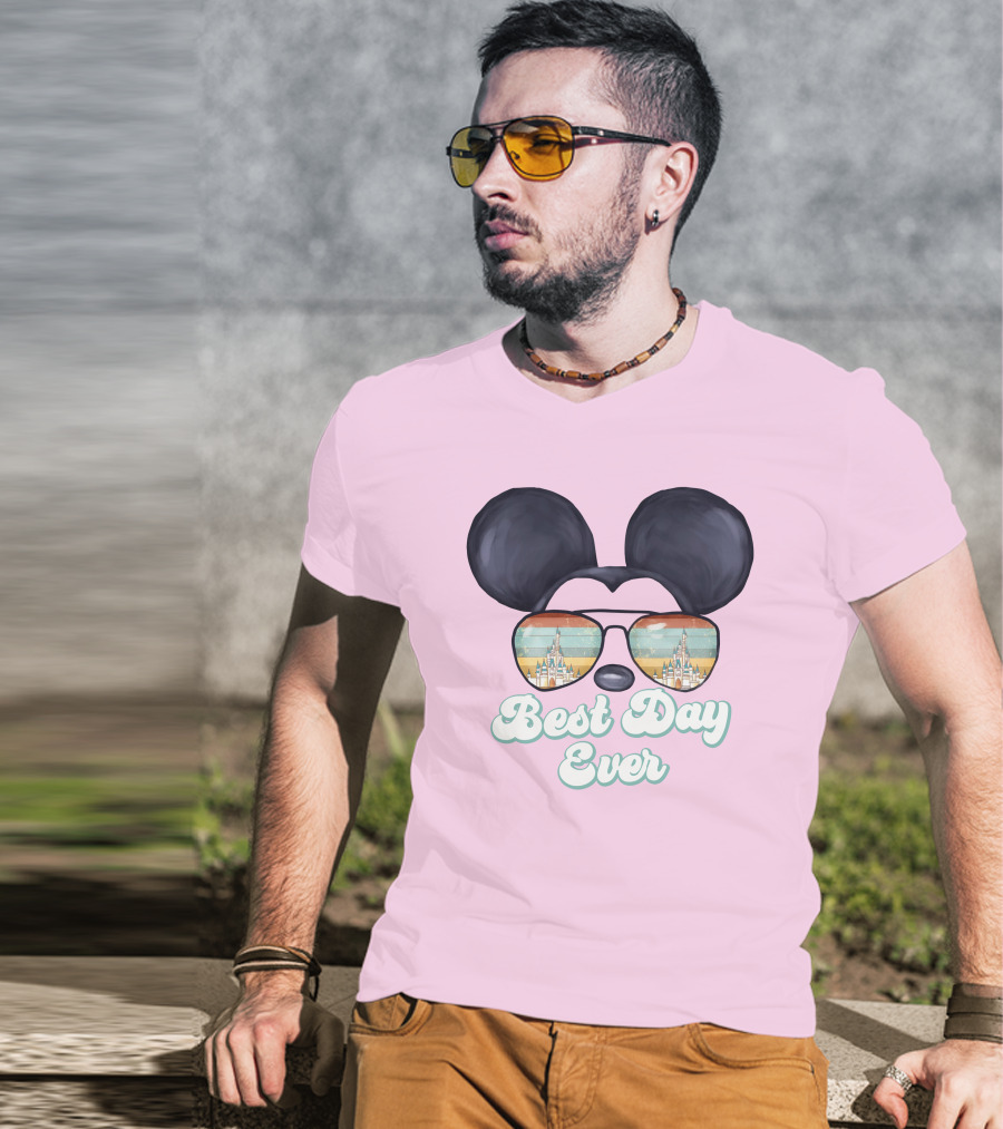 Mickey Best Day Ever Glasses Castle Retro T-Shirt