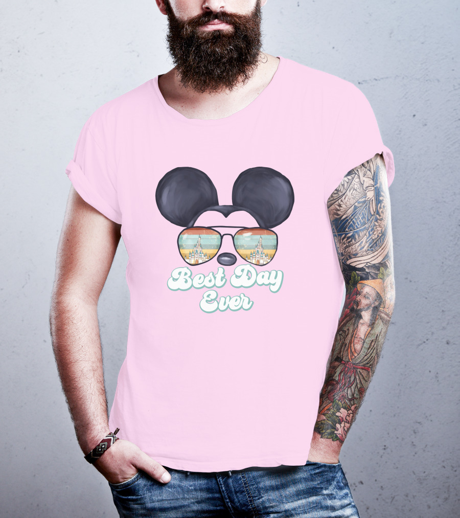 Mickey Best Day Ever Glasses Castle Retro T-Shirt