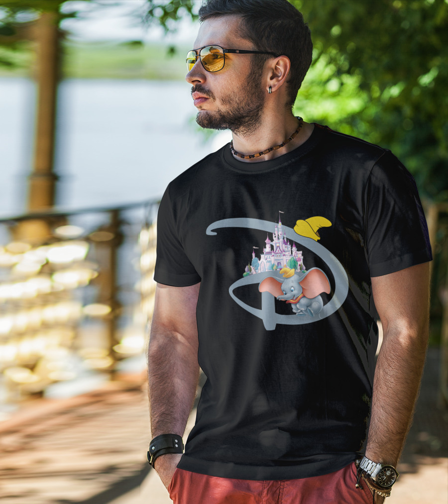 Disney Dumbo Castle With Iconic Hat And Letter D T-Shirt