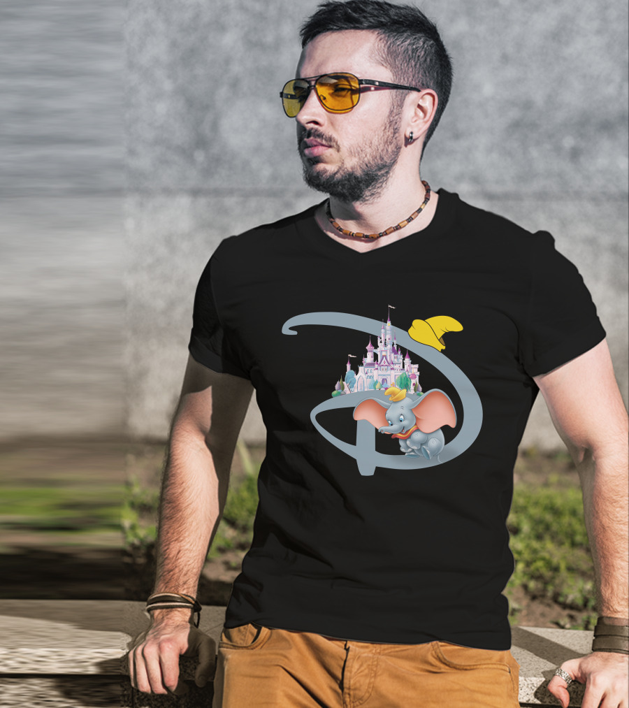 Disney Dumbo Castle With Iconic Hat And Letter D T-Shirt