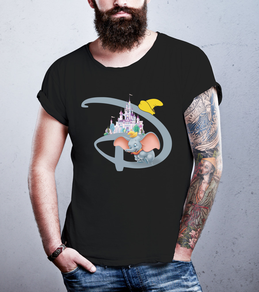 Disney Dumbo Castle With Iconic Hat And Letter D T-Shirt