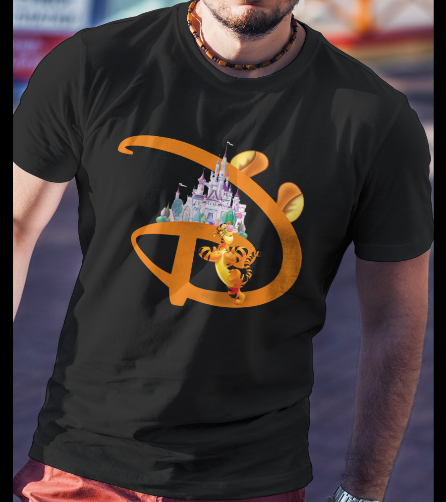 Tigger Disney Castle Icon With Orange D And Ears T-Shirt