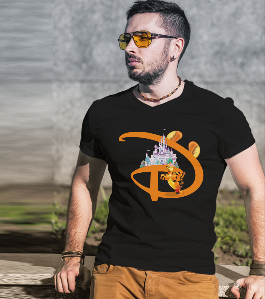 Tigger Disney Castle Icon With Orange D And Ears T-Shirt